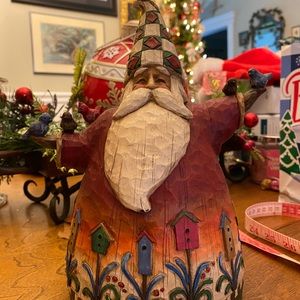 Jim Shore Patchwork Santa with Birds figurine